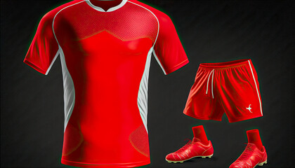 Wall Mural - Soccer outfit in red color - Generative AI