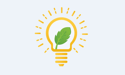 sustainable eco energy icon, creative lamp, natural light bulb, plant in bulb.on white background.ve