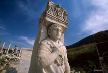 The Left Pillar Of The Gate Of Hercules On Curetes Street In Ephesus.