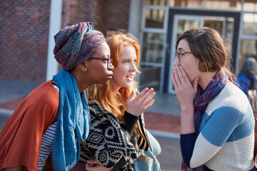 Aufkleber - Youll never guess what I just heard. Cropped shot of a group of university students hanging out between class.