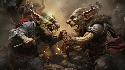 Wall Mural - two_goblins_figh