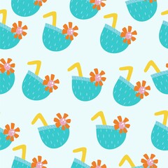 seamless pattern with coconuts