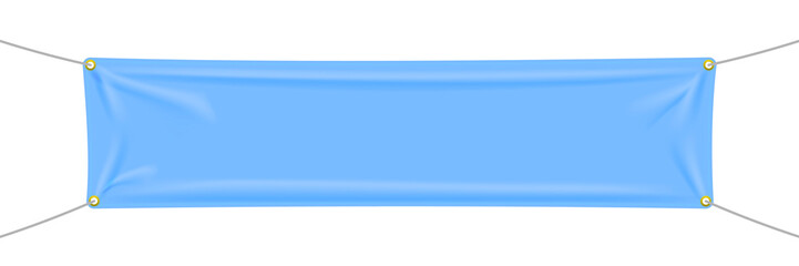 blue textile banner with folds. blank hanging fabric template. png clipart isolated on transparent b