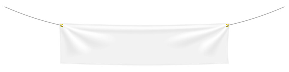 Wall Mural - white textile banner with folds. blank hanging fabric template. png clipart isolated on transparent 