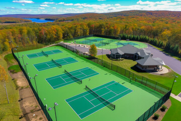 Sticker - A tennis court in the countryside - Generative AI