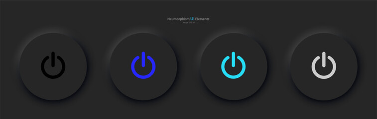 Wall Mural - user interface elements for mobile devices in the style of neumorphism, ui, ux. a set of four black 