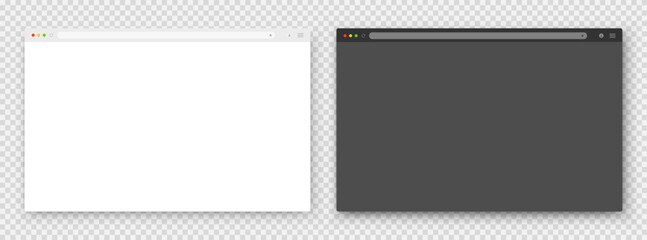 browser windows. a set of realistic empty browser windows with a toolbar, a search bar and a shadow 