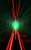 Fototapeta Przestrzenne - Abstract technology background with green and Red light lines. 3d rendering, 3d illustration.