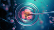 © grethental - IVF, In vitro fertilisation. Fertilized egg cell and needle realistic illustration