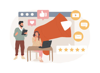 Wall Mural - pr isolated concept vector illustration. public relations service, promotion strategy, website eleme