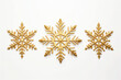 © barmaleeva - Set of gold christmas snowflakes on white background. AI generated