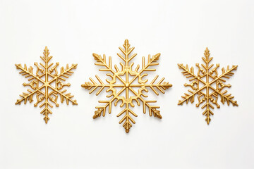 Set of gold christmas snowflakes on white background. AI generated