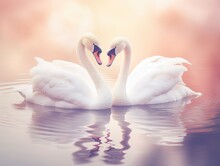 Two Swans In Love Created With Generative AI Technology.