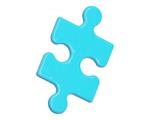 3d turquoise jigsaw puzzle piece on isolated background. Stock vector illustration.