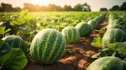 Wall Mural - watermelon on the field