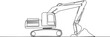 continuous single line drawing of excavator, line art vector illustration