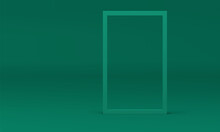 3d Rectangle Green Frame Abstract Wall Backdrop For Interior Design Showroom Presentation Vector