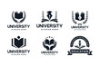 Collection of University, Academy and School logo design badge.