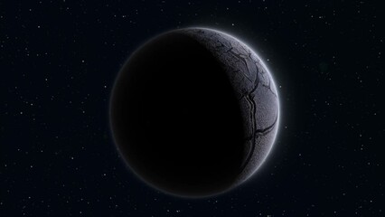 Wall Mural - abstract realistic space planet round sphere with a stone relief surface in space against the backgr