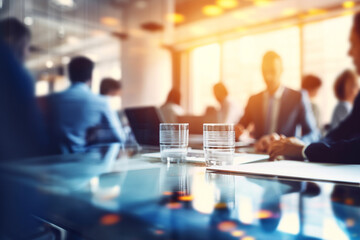soft or blurred people at a board meeting. Corporate job. High quality photo