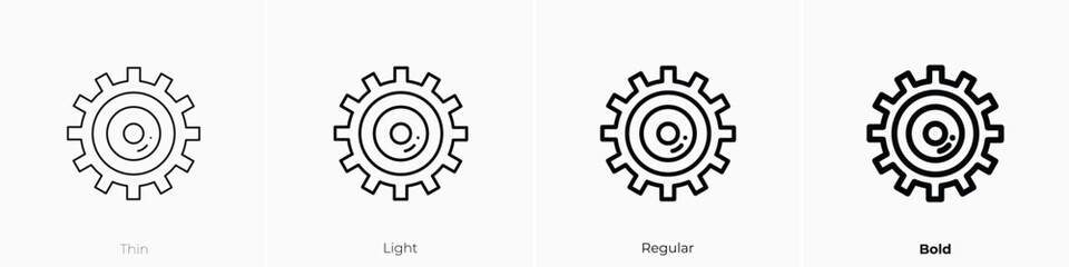 Wall Mural - gear icon. Thin, Light, Regular And Bold style design isolated on white background