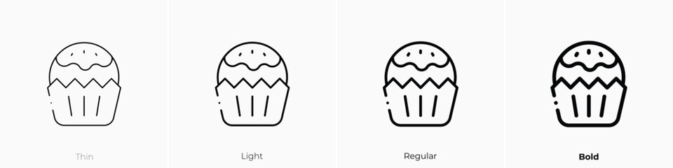 Wall Mural - cupcake icon. Thin, Light, Regular And Bold style design isolated on white background