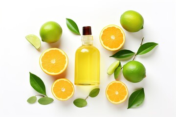 Canvas Print - citrus fruits with glass bottle.