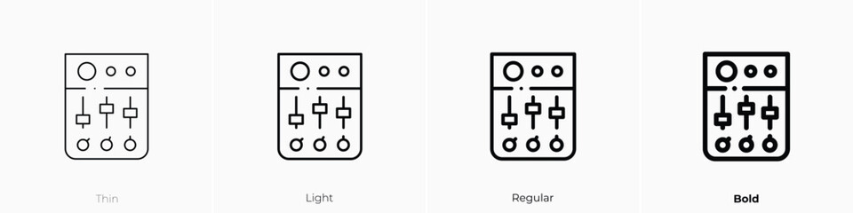 Wall Mural - audio mix icon. Thin, Light, Regular And Bold style design isolated on white background