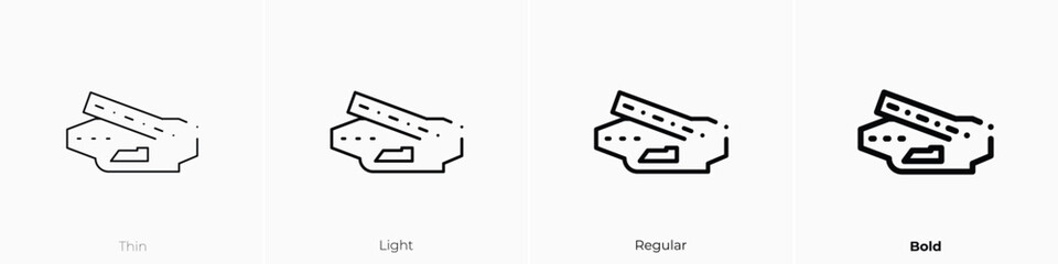 aircraft carrier icon. Thin, Light, Regular And Bold style design isolated on white background