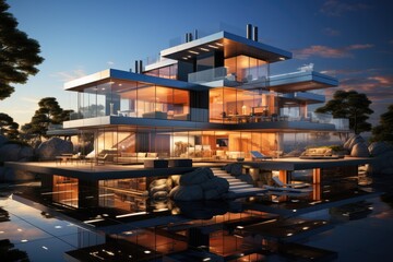 Modern Architecture visualized on a professional Stockphoto