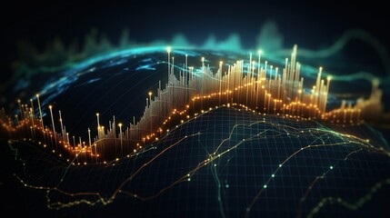 Wall Mural - global business growth graph stock financial success market chart on digital investment strategy exc