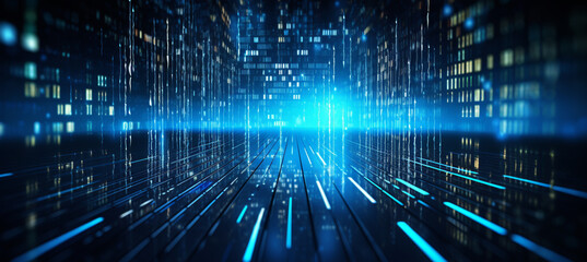Cybersecurity data protection digital technology background has small fractal binary code