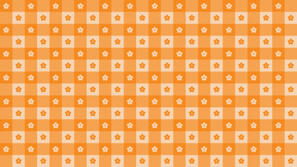 Canvas Print - Cute and minimalist orange background, seamless patterns with daisy.