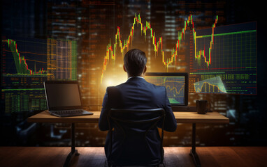 Business man trader investor analysis for stock market concept for trading fund data statistic