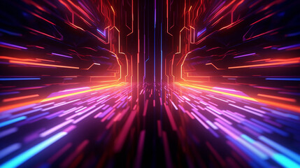 Wall Mural - Futuristic cyberspace backgrounds in neon colors. Neon and futuristic maps and roads. Futuristic spaces.