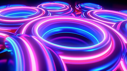 Wall Mural - Futuristic cyberspace backgrounds in neon colors. Neon and futuristic maps and roads. Futuristic spaces.