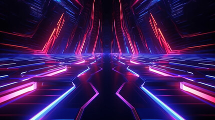 Wall Mural - Futuristic cyberspace backgrounds in neon colors. Neon and futuristic maps and roads. Futuristic spaces.