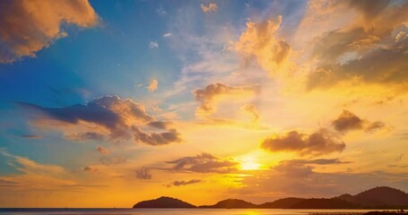 colorful clouds over sea background,beautiful 4k time lapse of majestic sunset clouds sky landscape,