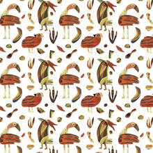 Pattern Seamless With Birds. Collage Of Magazine Clippings. Modern Design On A White Background. For Packaging, Covers And Brochures, Fabrics And Prints.