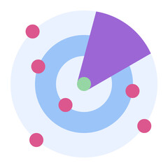 Sticker - radar icon in flat style