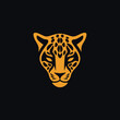 simple gold cheetah head wild animal adventure logo vector illustration template design