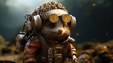 Anthropomorphic Hedgehog First Contact Specialist, Digital Art Illustration
