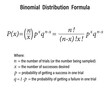 Binomial Distribution Formula on the white background. School. Math. Vector illustration. 