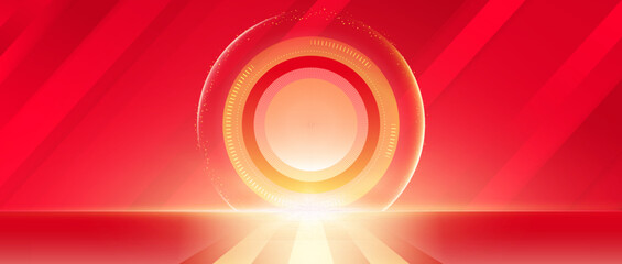 Wall Mural - red abstract background with circles