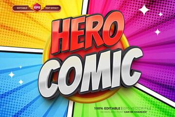 hero comic 3d editable text effect logo template