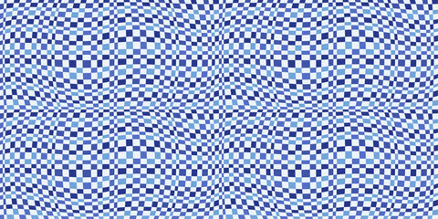 Poster - Checkered blue canvas. Vector. Seamless. Design for textile, fabric, clothing, curtain, rug, batik, ornament, background, wrapping.