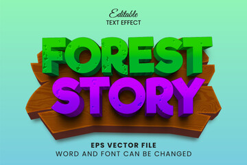 Wall Mural - Forest story 3d vector text effect, game text effect