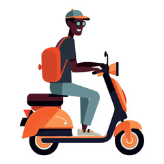 Sticker - Man riding motor scooter illustration