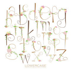 Wall Mural - Flower decoration pattern alphabet letter.lowercase graphic font