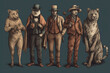 © อัศวิน เมืองมุกดาหาร - Animals in clothes Concept graphic in vintage style.
